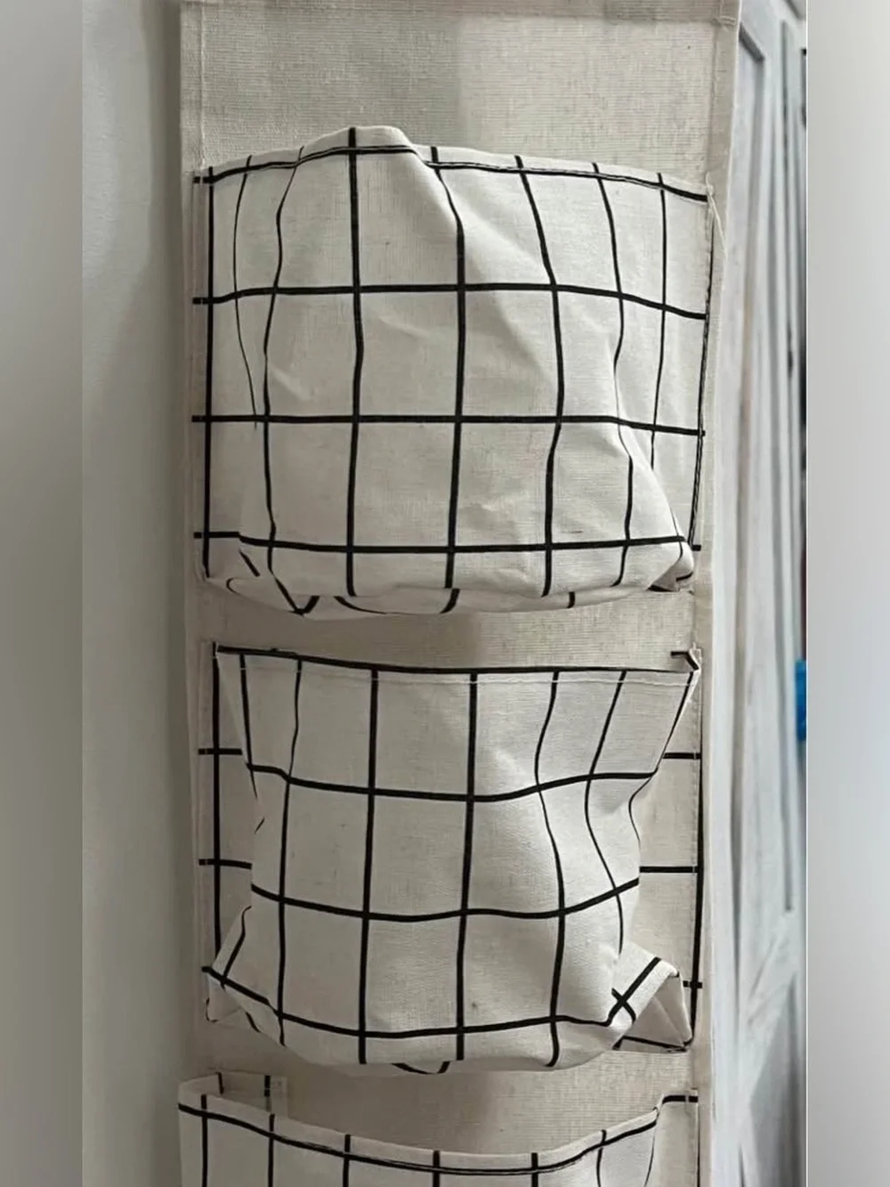 Wall Hanging Pocket Organizer Pair - Grid Pattern (White & Gray)